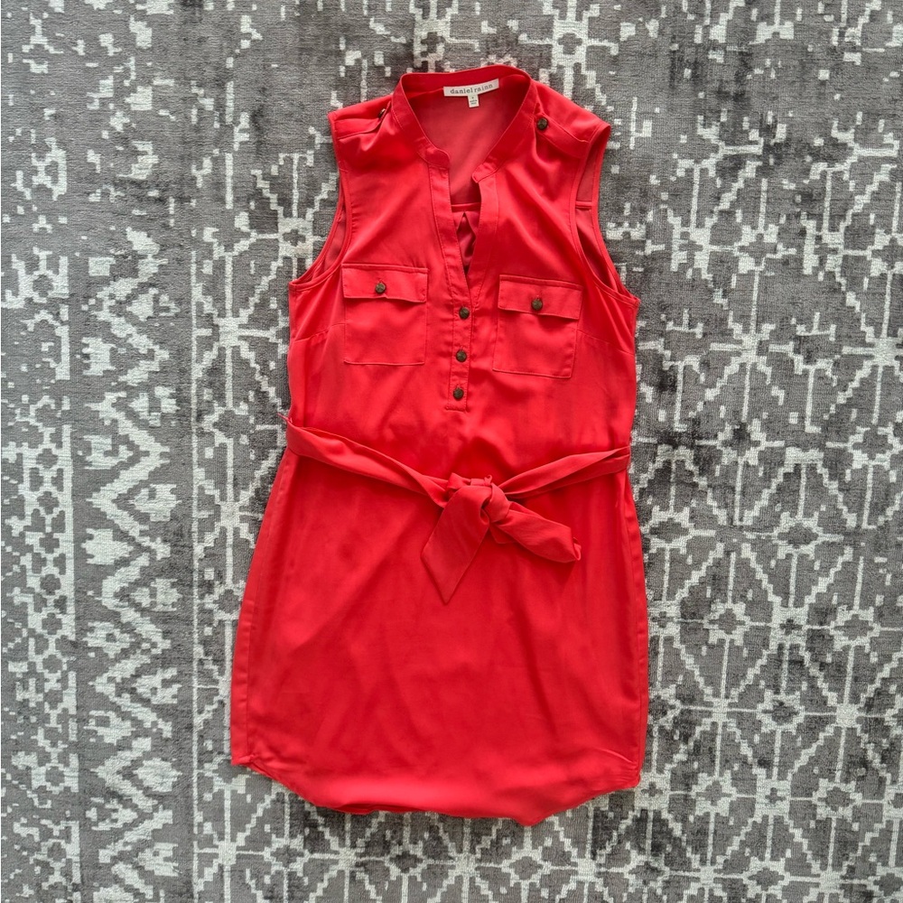 Daniel Rainn Coral Sleeveless Shirt Dress Tie Waist Size S